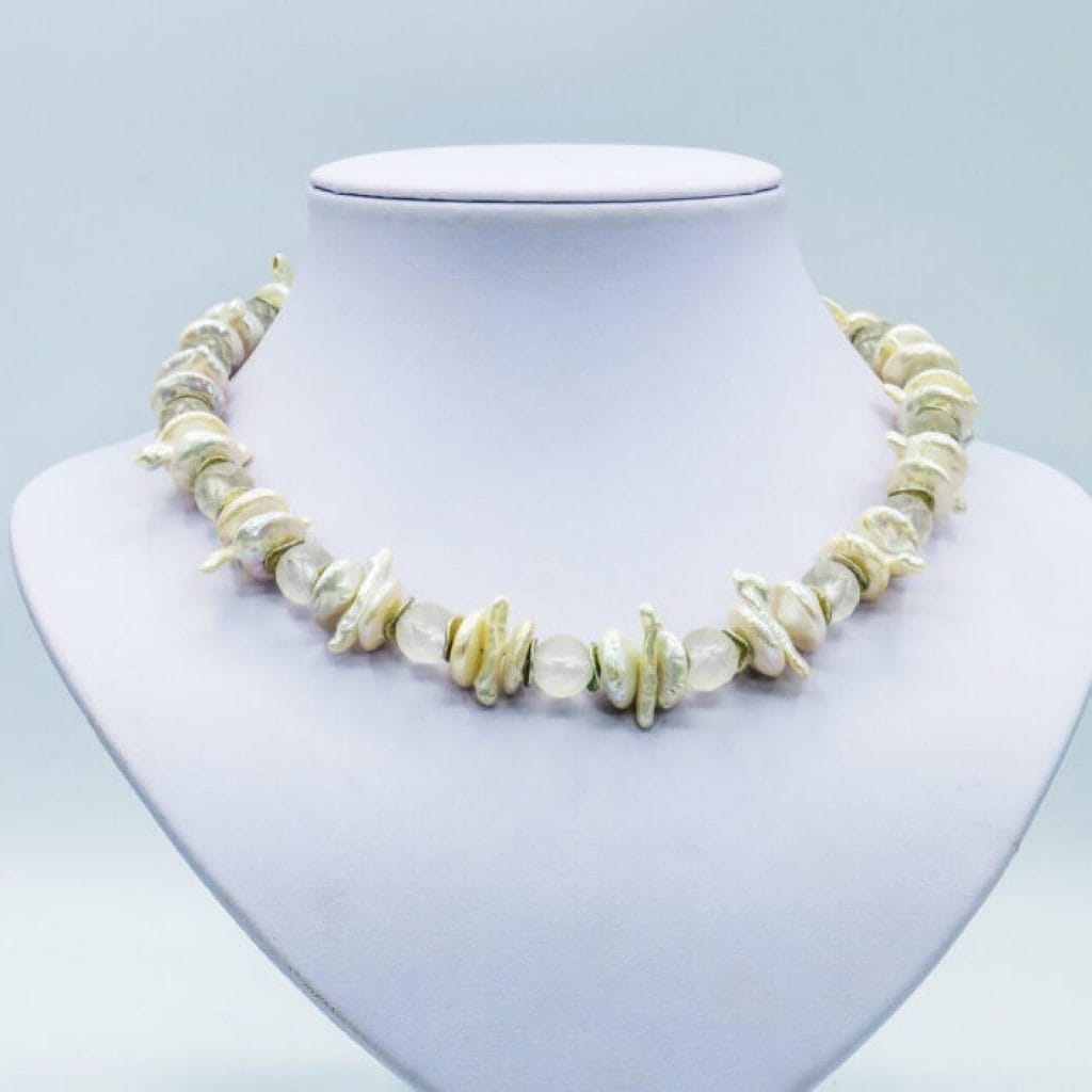 white pearl rhinestone necklace