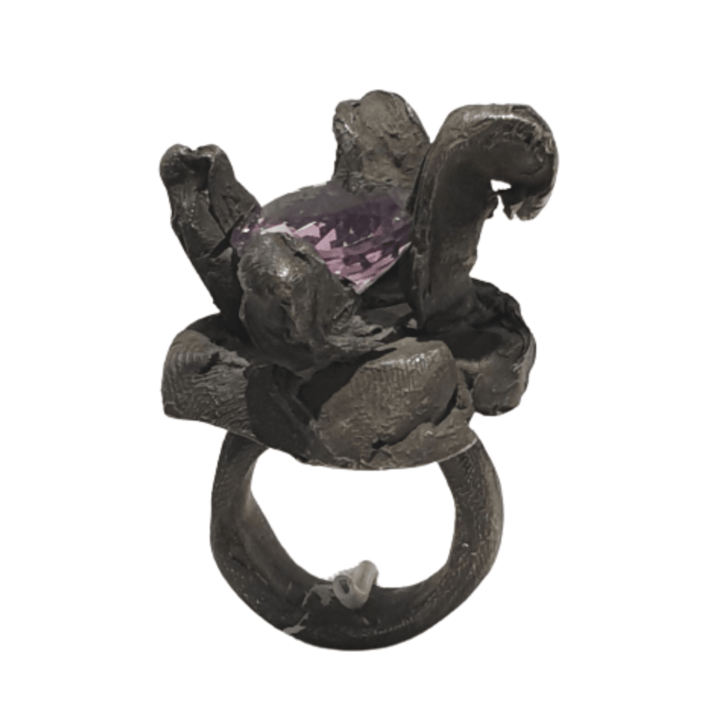 Ring, made by Karl Fritsch in Munich between 2001-2008 from Silver, gold, amethyst, sapphire, and rough diamond (no blood diamonds)