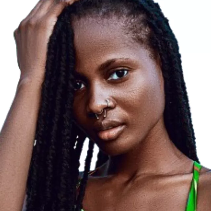 African lady with a nose and septum piercing with nose jewelry. African lady with a nose and septum piercing with nose jewelry.
