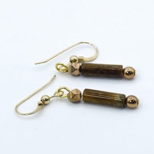 long gold tiger eye earrings