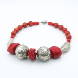 red coral statement necklace