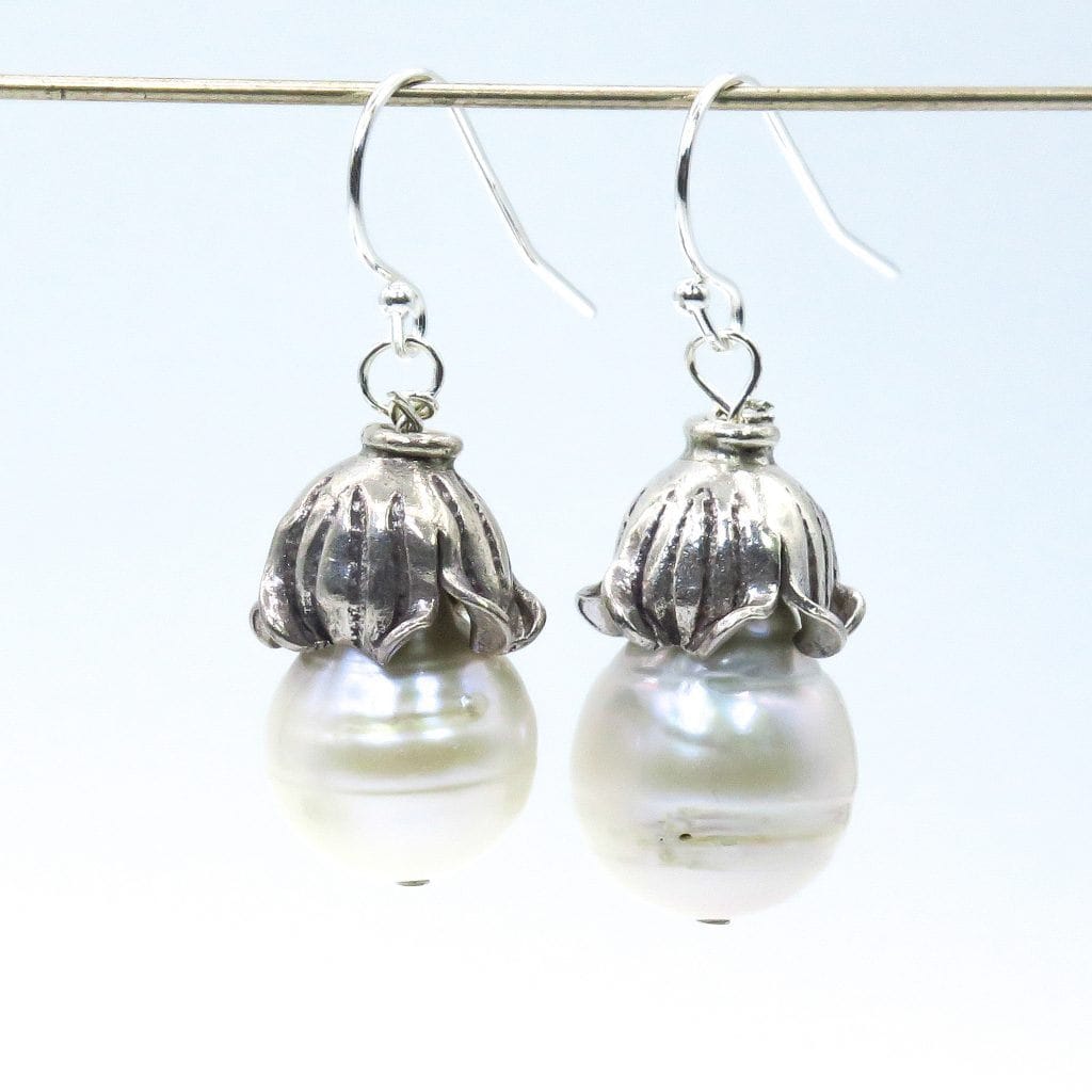 baroque pearl white earrings