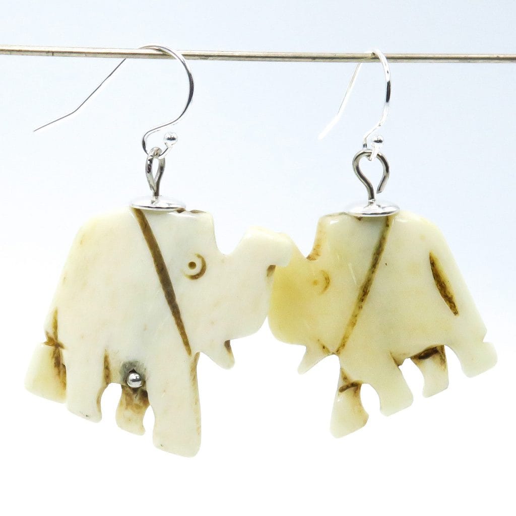 bone elephant earrings