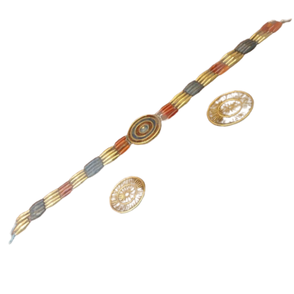 BML2698 DIADEM WITH GOLD CARNELIAN AND LAPIS LAZULI FOUND ON A CHILDS HEAD EGYPT 2500BC removebg preview