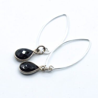 black onyx hoop earrings