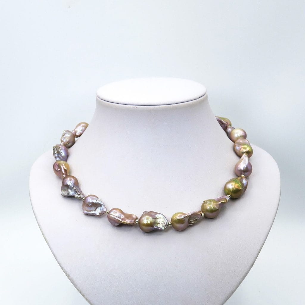 gold baroque pearl necklace