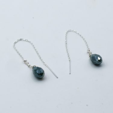 green pull through earrings