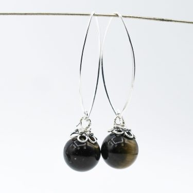 silver tiger eye earrings