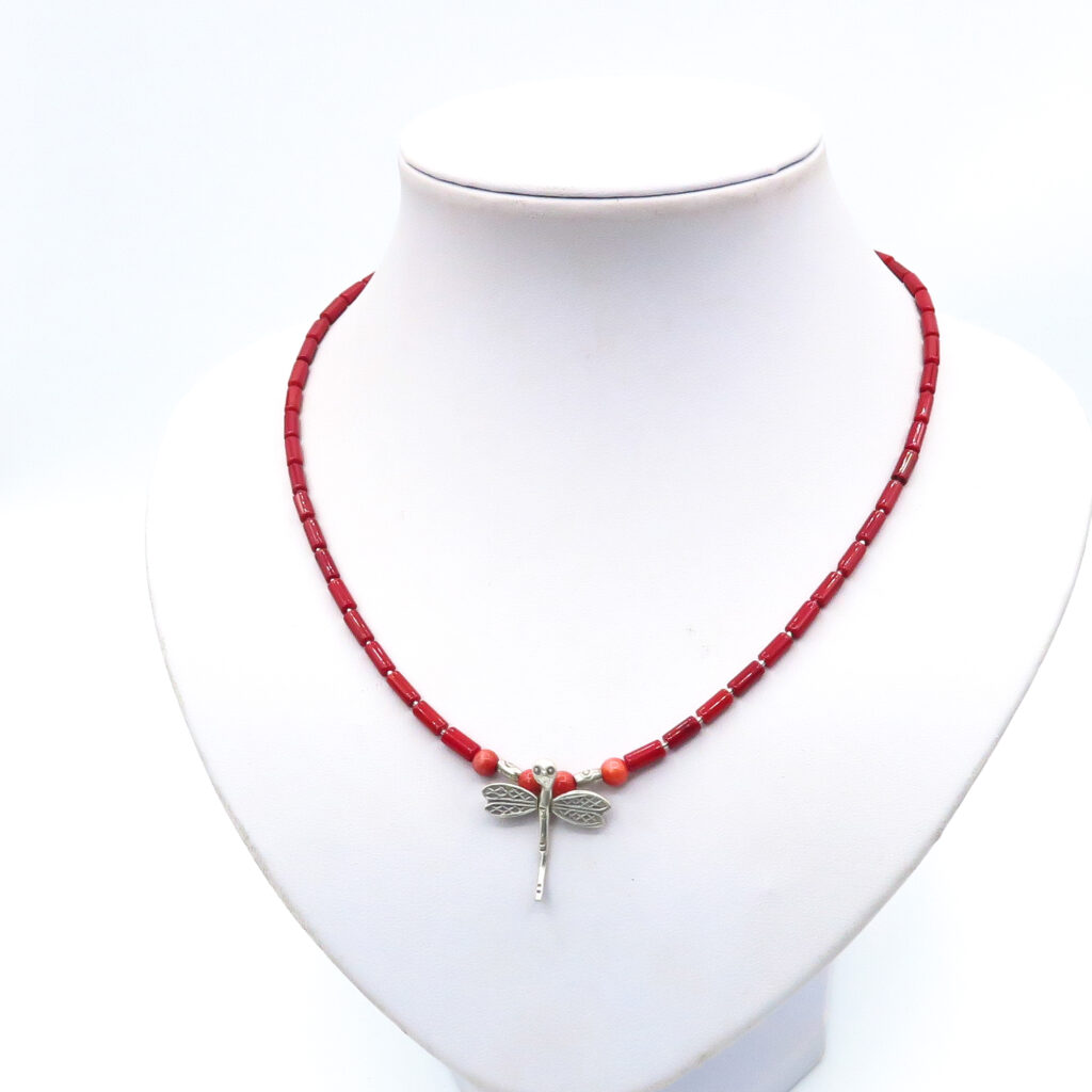 coral silver necklace