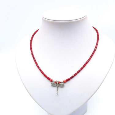 coral silver necklace