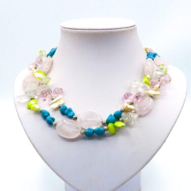 long multicolored gem necklace