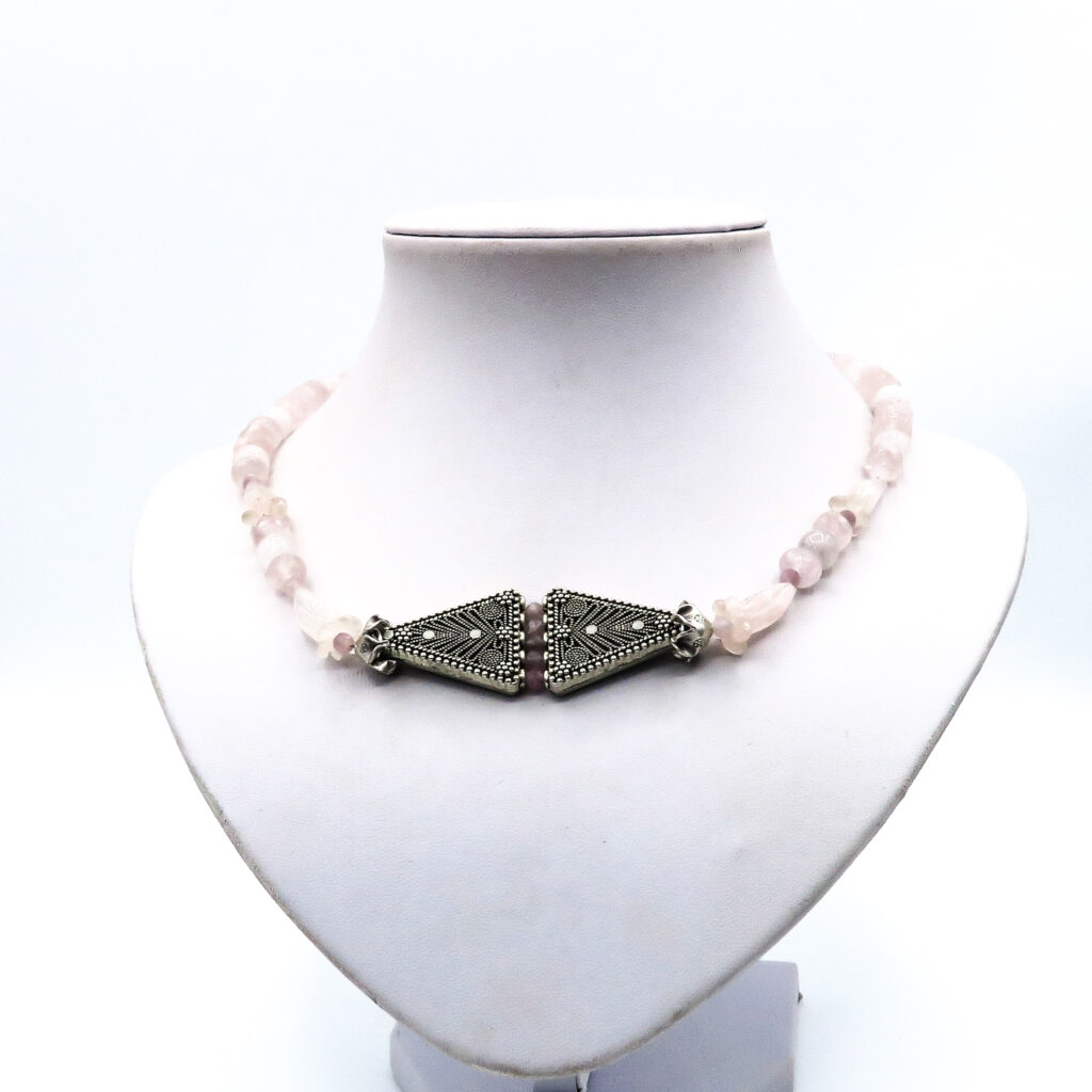 faceted rose quartz necklace